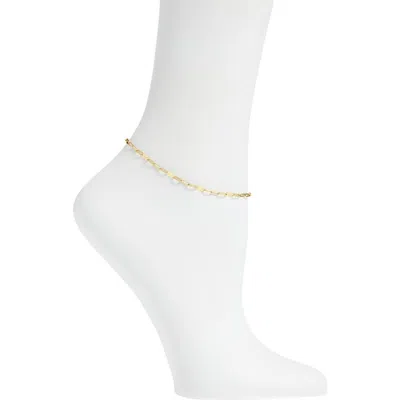 Argento Vivo Flat Paper Clip Chain Anklet In Gold