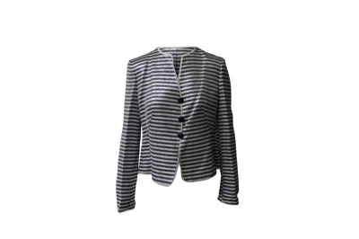 Armani Collezioni Collezioni Striped Shiny Jacket In Multicolor Viscose
