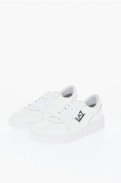 Armani Collezioni Ea7 Leather Low-top Sneakers In White