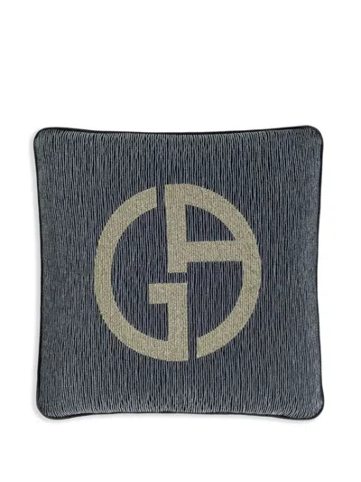 Armani Collezioni Logo-jacquard Cushion In Grey