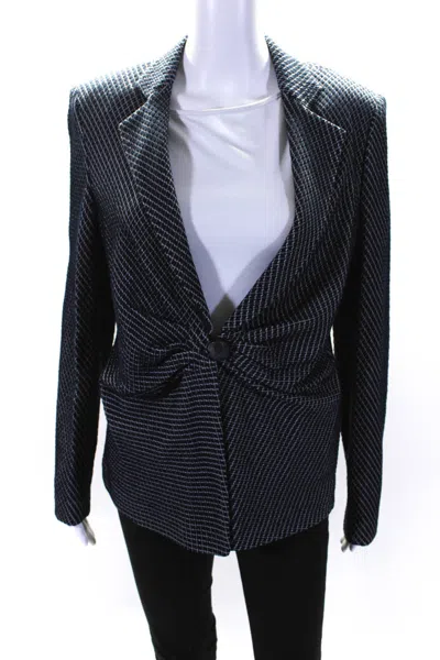 Armani Collezioni Womens Single Button Jacket Navy Blue White
