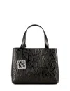 Armani Exchange Shopper Bag With Lettering Logo Print All-over In Black