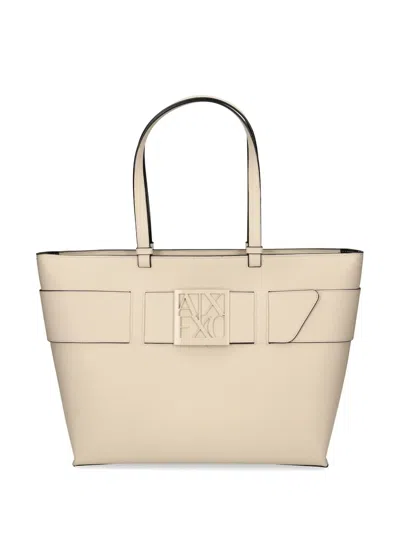 Armani Exchange Logo-plaque Tote Bag In Brown