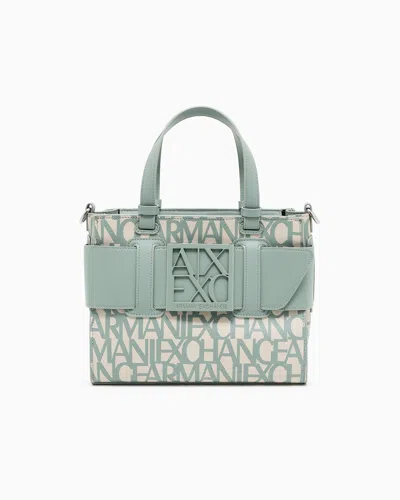 Armani Exchange Medium Tote Bag With Contrasting Detail In Green