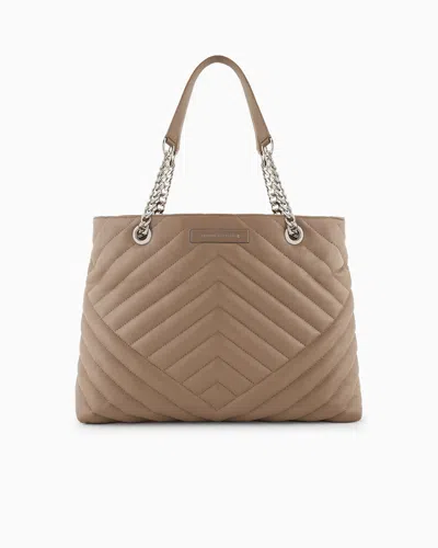 ARMANI EXCHANGE QUILTED SHOPPER BAG WITH CHAIN HANDLES