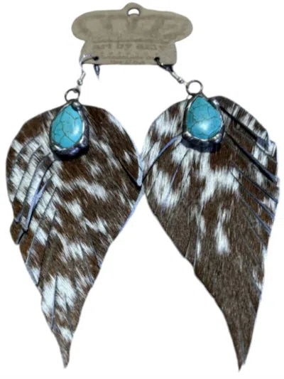 Art By Amy Labbe Women's Cow Cut Out Earrings In Turquoise Stone In Multi