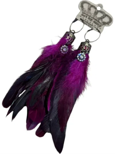 Art By Amy Labbe Women's Feathered Earrings In Hot Pink