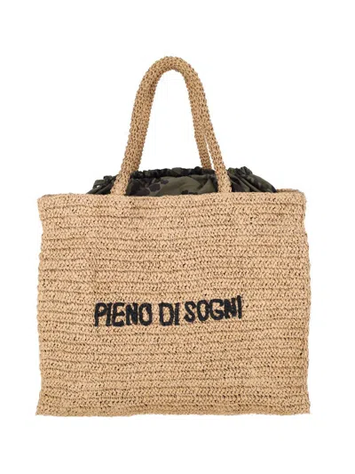 Aspesi Woven Texture Dual Handles Open Top Tote Bag In Beige