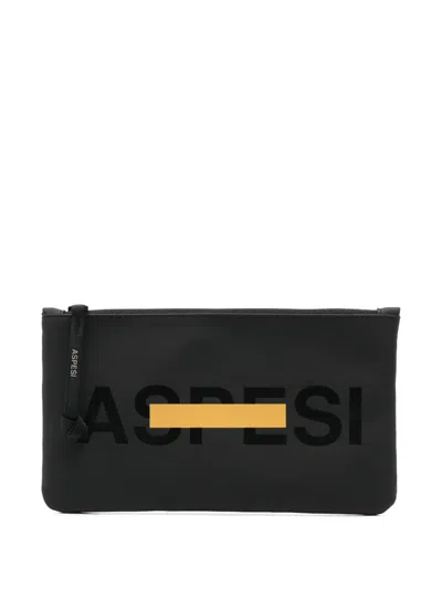Aspesi Mini Technical Taffeta Make-up Bag In Black