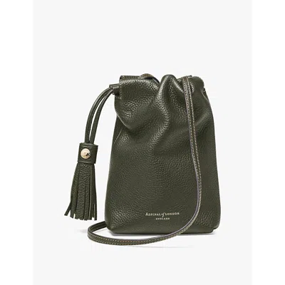 Aspinal Of London Womens Green Hudson Leather Cross-body Bag