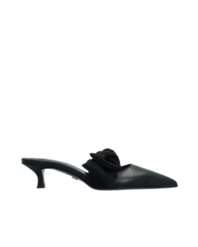 Atana Side Tie Mule 45 Black Nappa And Mesh