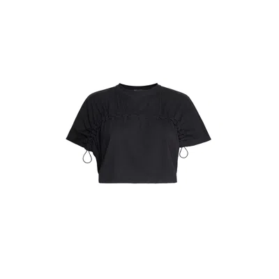 Audrey Vallens Women's Black Spades 2 Gathered Detail Crop Tee