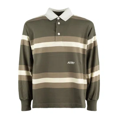 AUTRY AUTRY GREEN STRIPED RUGBY POLO