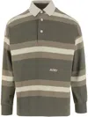 Autry Cotton Polo Shirt With Striped Pattern And Logo In Green