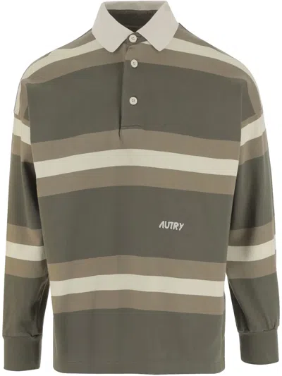 AUTRY STRIPED COTTON POLO SHIRT