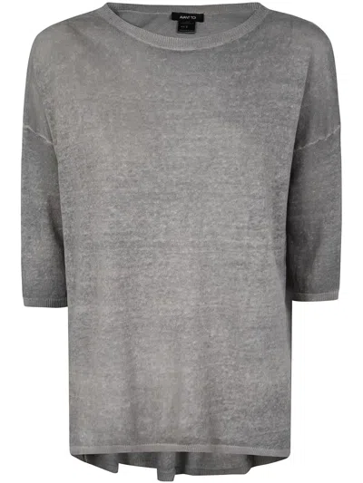 Avant Toi Hand Painted Linen Cotton Boat Neck Over Pullover Clothing In Grey