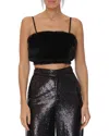 Avec Les Filles Faux Fur Crop Top In Black