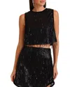 Avec Les Filles Sequin Tank Top In Black