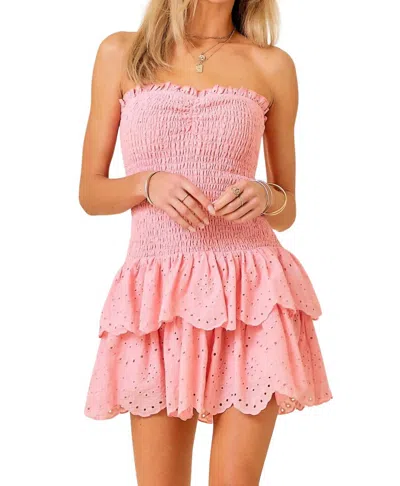Baby Pink Smocked Ruffled Mini Dress In Pink