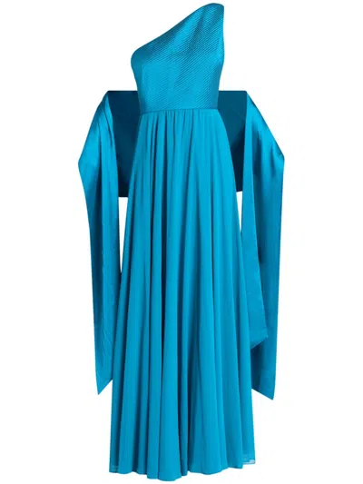 Badgley Mischka Sash Gown In 蓝色