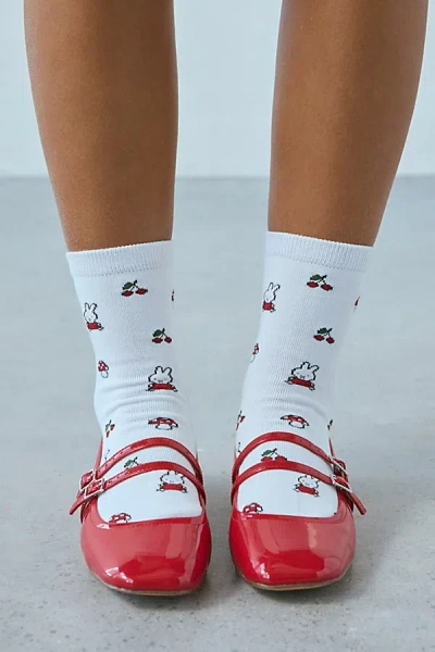 Baggu & Miffy Mushroom Crew Sock In Miffy White, Women's At Urban Outfitters