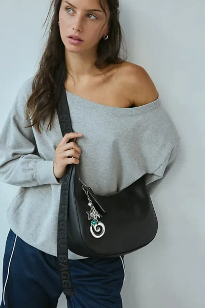 Baggu Medium Recycled Leather Crescent Bag In Black, Women's At Urban Outfitters