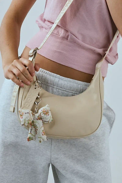 Baggu Small Recycled Leather Crescent Bag In Stone, Women's At Urban Outfitters In Neutral
