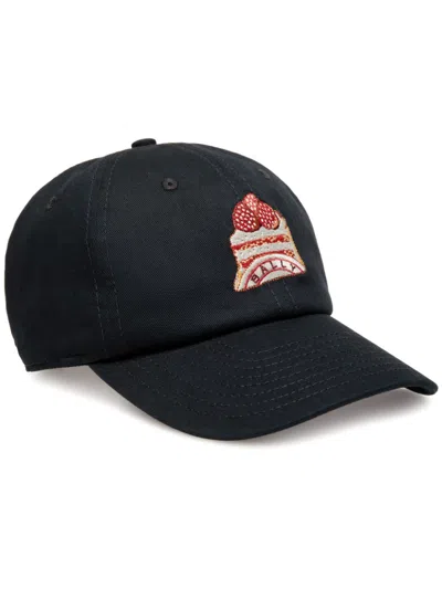 Bally Cake-embroidery Cotton Cap In Blue