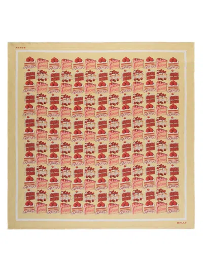 Bally Cake-print Silk Scarf In Yellow