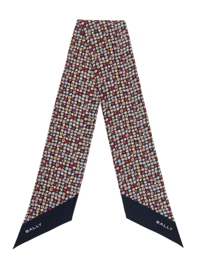 Bally Microflowers Silk Scarf In Blue