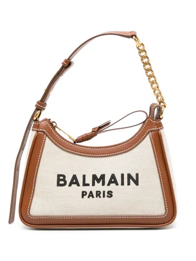 Balmain B-army Logo-print Shoulder Bag In Brown