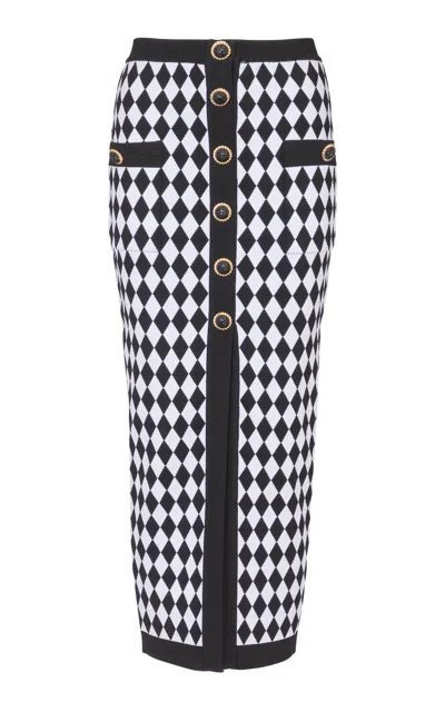 Balmain Diamond-jacquard Knit Midi Skirt In Multicolor