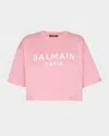Balmain Logo-print Crop T-shirt In Pink