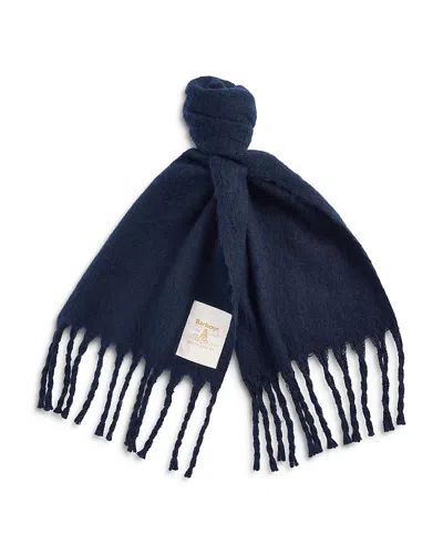 Barbour Ellison Oversize Tassel Scarf In Navy Blue