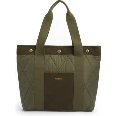 Barbour Healy Mixed Media Tote In Olive
