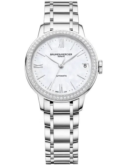 Baume And Mercier Baume & Mercier Classima Moa10479 Women's Automatic Watch - Mother-of-pearl Dial, Diamond-set Bezel, In Metallic