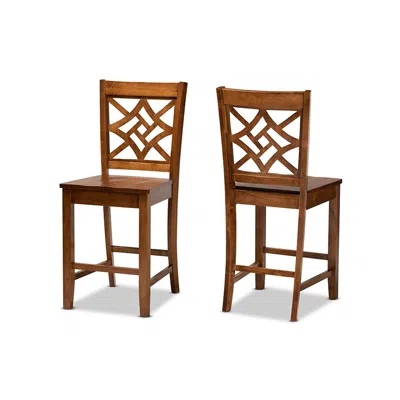 Baxton Studio Caron Modern And Contemporary Transitional 2-piece Finished Wood Counter Stool Set In Walnut Brown