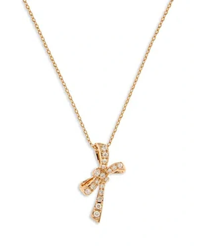Bloomingdale's Diamond Bow Pendant Necklace In 14k Rose Gold, 0.11 Ct. T. W. In Pink