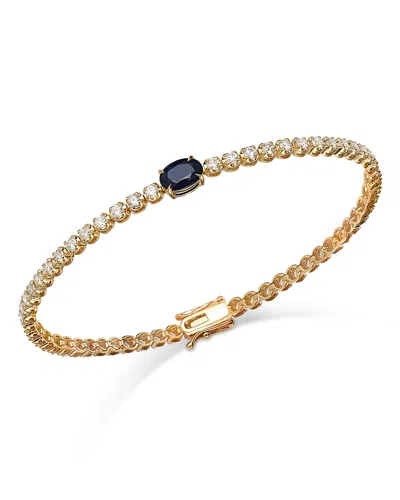 Bloomingdale's Blue Sapphire & Diamond Station Tennis Bracelet In 14k Yellow Gold In Blue/gold