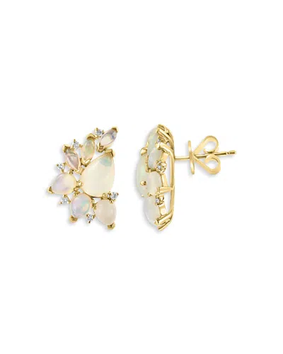Bloomingdale's Ethiopian Opal & Diamond Statement Stud Earrings In 14k Gold In White/gold