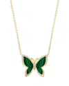 Bloomingdale's Malachite & Diamond Butterfly Pendant Necklace In 14k Yellow Gold, 16 - Exclusive In Green/gold