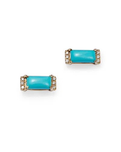 Bloomingdale's Turquoise & Diamond Accent Bar Stud Earrings In 14k Yellow Gold - Exclusive In Turquoise/gold