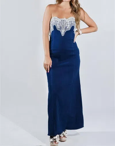 Blue B Next To You Dress In Denim In Multi