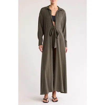 Boamar Rosalie Long Sleeve Cover-up Maxi Dress In Garden Green