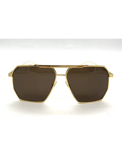 Bottega Veneta Bv1012s Sunglasses In 003 Gold Gold Brown