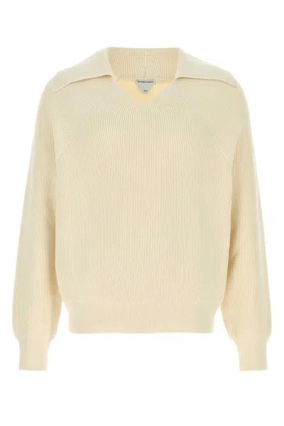 Bottega Veneta Men Cream Cotton Blend Sweater In Yellow