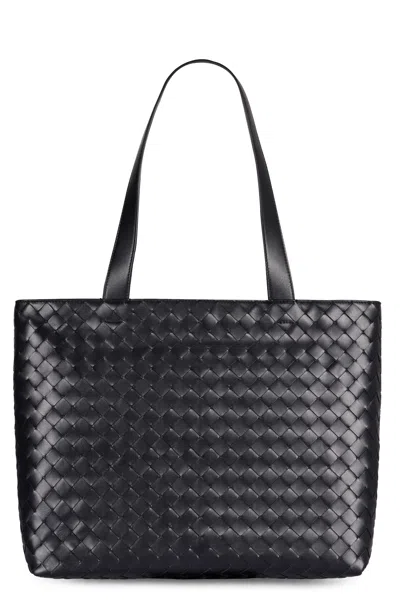 Bottega Veneta Men's Small Intrecciato Zipped Tote In Blue