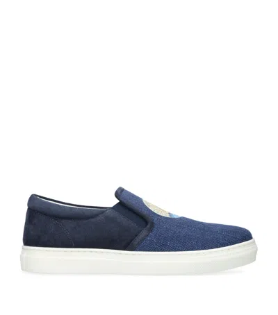 Brunello Cucinelli Kids' Canvas Slip-on Sneakers In Blue