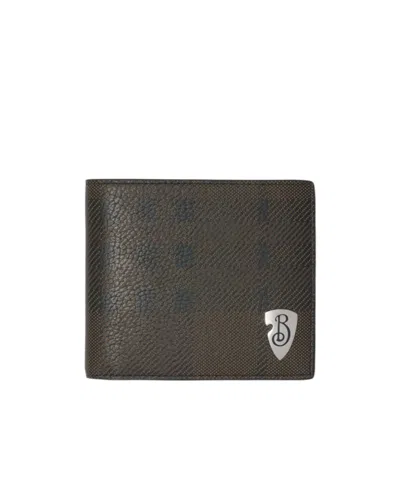 Burberry B Shield Double Fold Wallet In Black