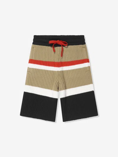 Burberry Kids Beige & Black Striped Shorts